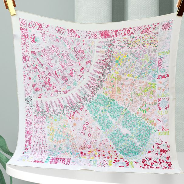 Hochwertiger Monet-Garten! Doppelter Crêpe-Schal für Damen, vielseitiger quadratischer Halsschal aus Maulbeerseide für Frühling und Sommer, doppelt_voghion.com