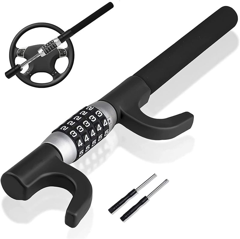 Steering Wheel Multifunctional U-Shaped Anti-Theft Password Lock For Car Use_voghion.com