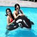 Inflatable Black Dolphin Large Whale Pool Ride-On Toy For Children And Adults Swimming Ring Water Float_voghion.com