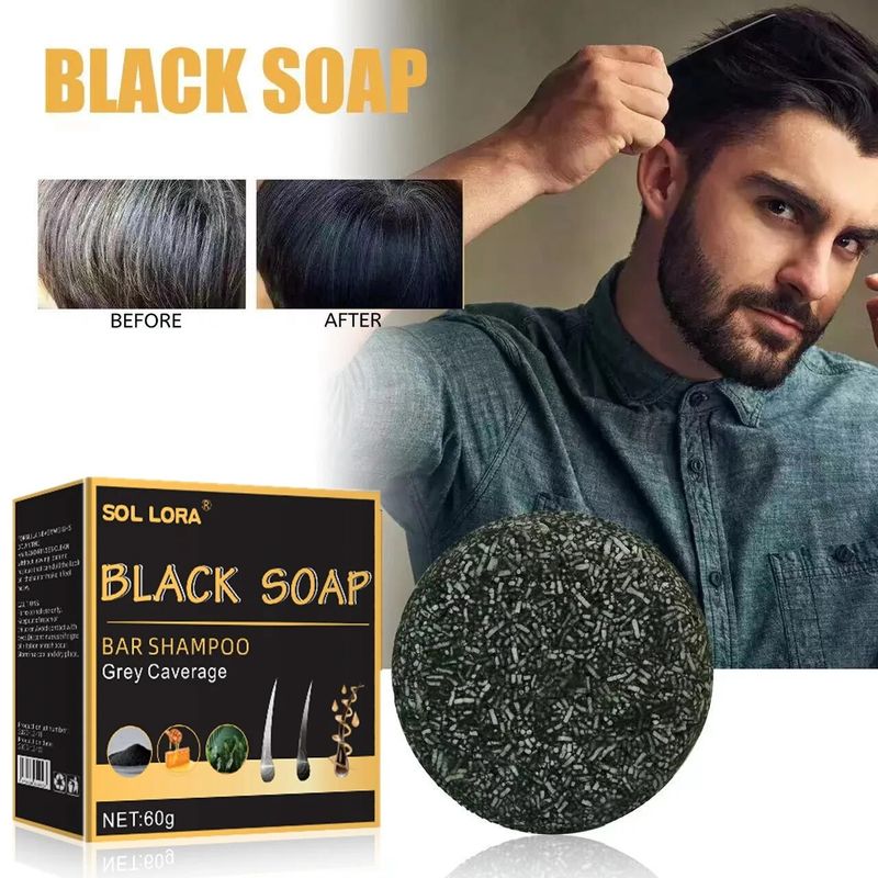 SOL LORA Shampoing Soin Épais Nettoyant Cuir Chevelu Doux Lisse Savon Cheveux Noirs Fort et Raffermissant_voghion.com