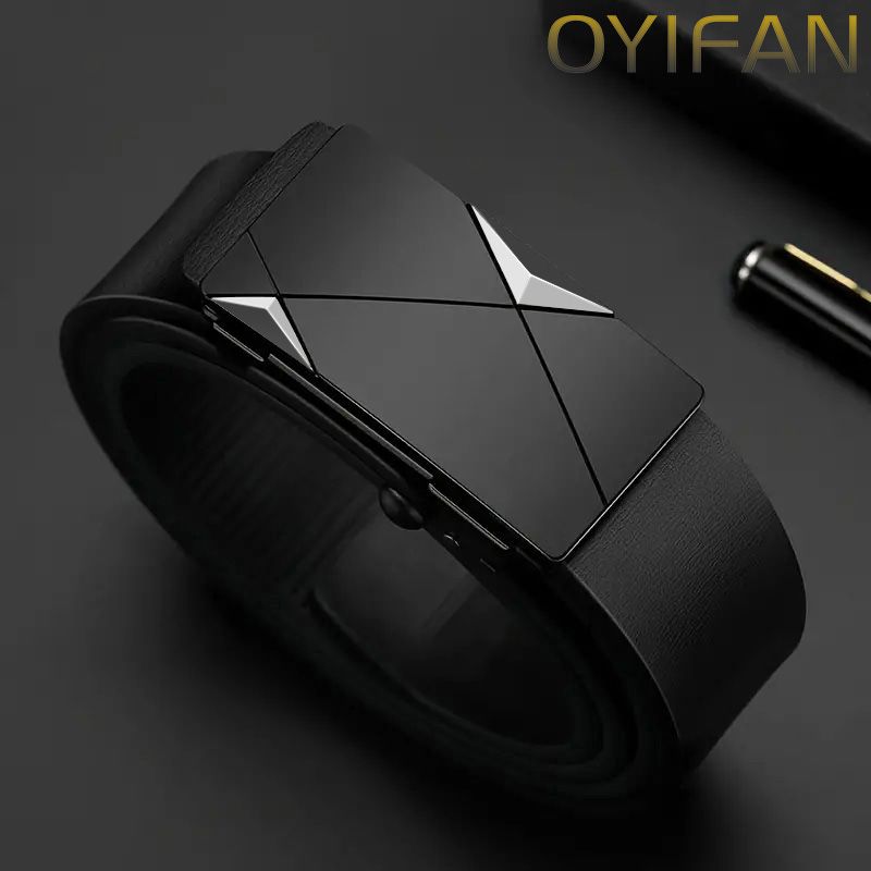 OYIFAN Mode Herrengürtel Herren Echtledergürtel Automatische Schnalle Ratschengürtel Zufällige Anpassung_voghion.com