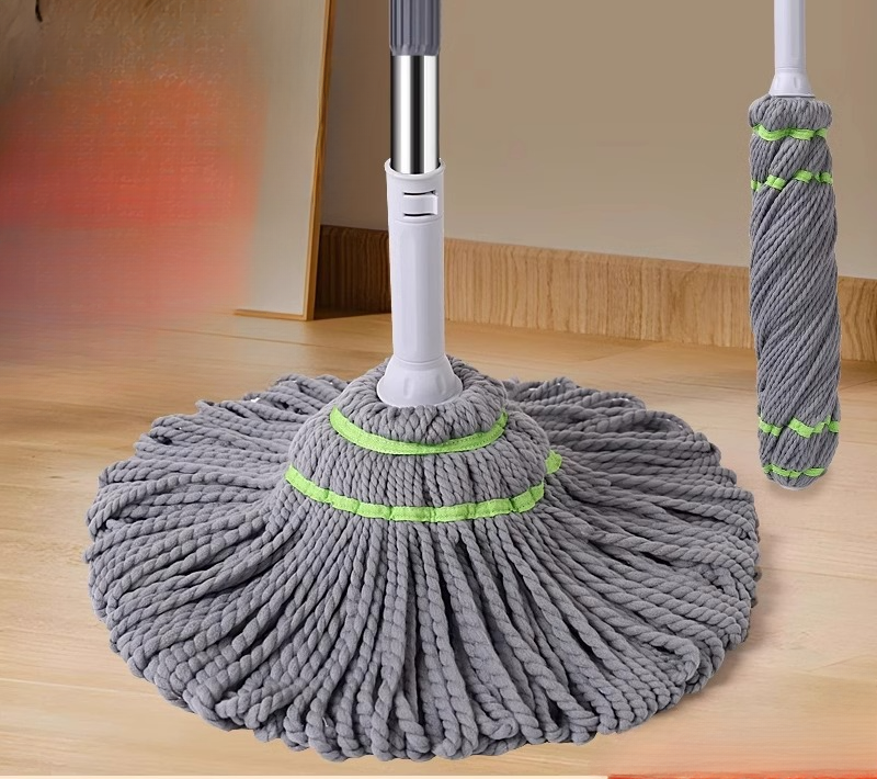 Hands-Free Self-Wringing 2025 New Model Household Traditional Cotton Thread Mop Absorbent Floor Cleaning Tool_voghion.com