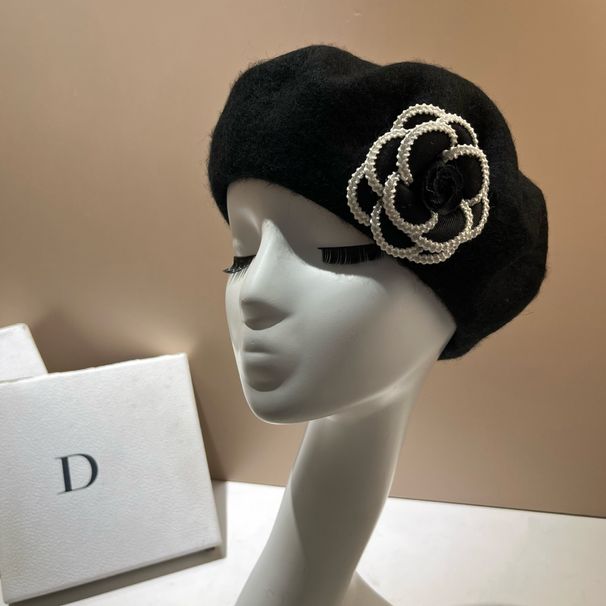 Berretto in lana per adulti, stile francese, piccolo, profumato, stile camelia, artista, moda, semplice, versatile, cappello ottagonale_voghion.com