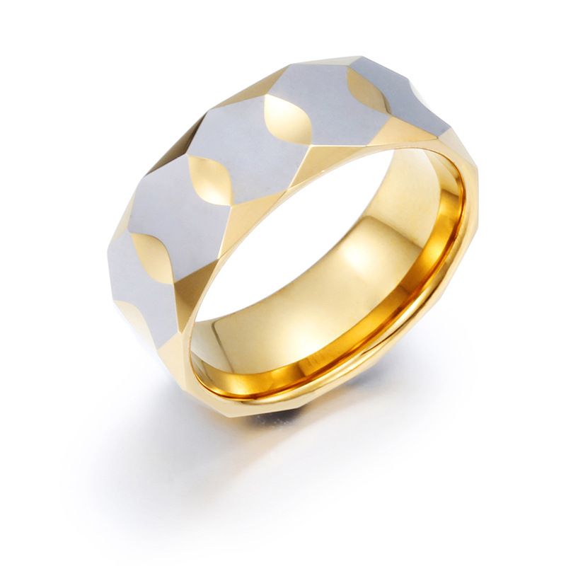 Herren- und Damenschmuck, Wolframstahlring, geometrisches Diamantschliff-Design, Unisex, modisches Statement, Größen 7–13_voghion.com