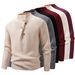 Herren Slim-Fit Pullover mit Stehkragen – Strickpullover mit Knopfdetail (Weiß/Grau/Schwarz/Burgunderrot, M-4XL, Winterwarm)_voghion.com