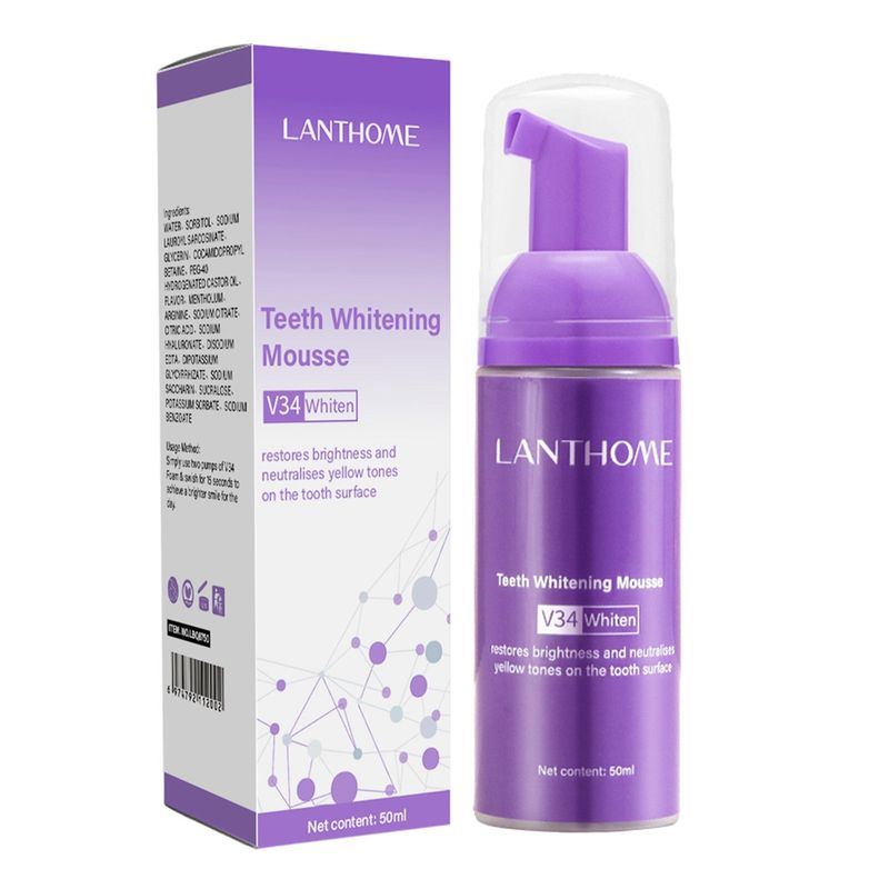 Mousse sbiancante per denti da 50ml Pulizia profonda Macchie di sigaretta Riparazione Luminoso Neutralizza i toni gialli Placca dentale Alito fresco_voghion.com
