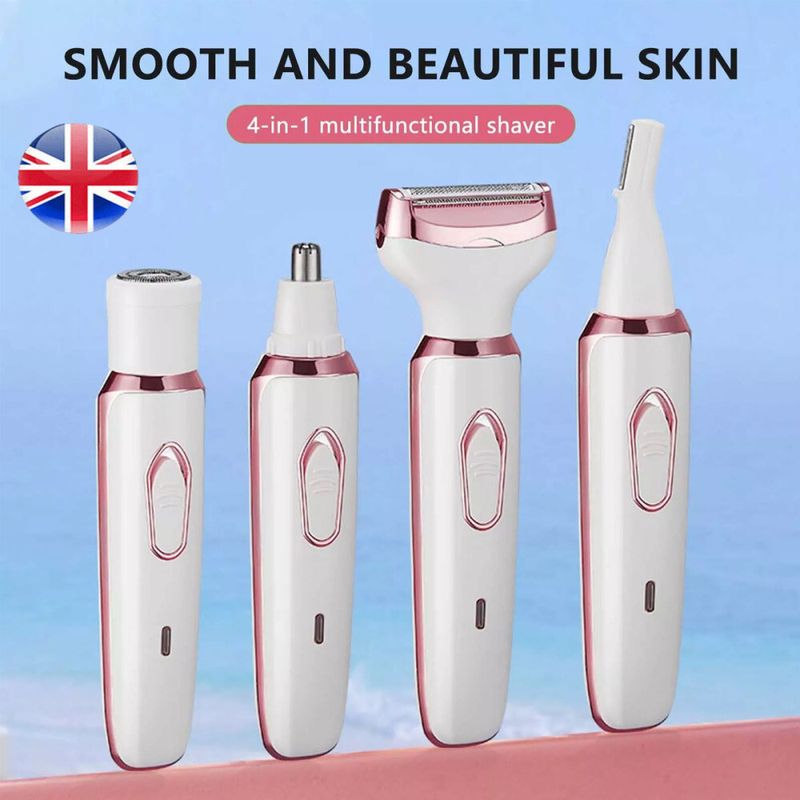 Cordless 4 In 1 Electric Lady Shaver Rechargeable Painless Razor Bikini Trimmer_voghion.com