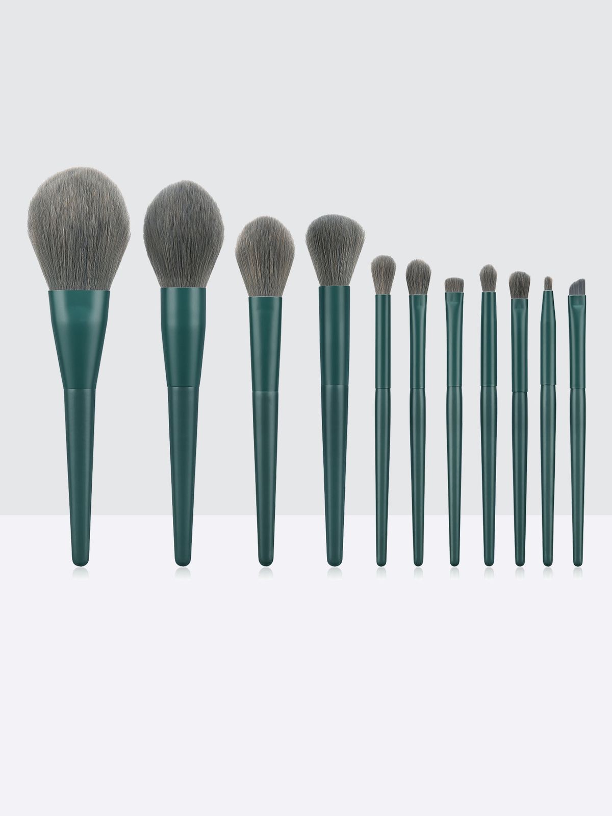 Set di 11 pennelli per trucco professionali di alta qualità verde scuro_voghion.com