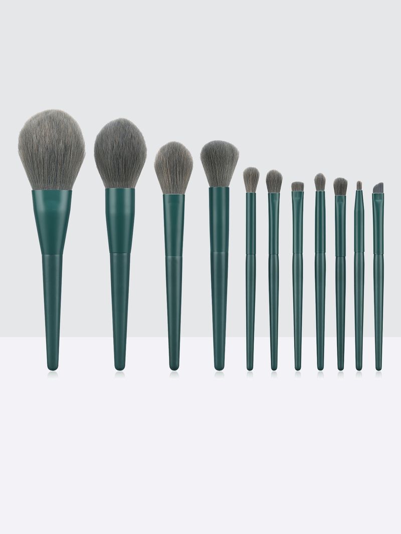 11 dunkelgrünes, professionelles, hochwertiges Make-up-Pinselset_voghion.com