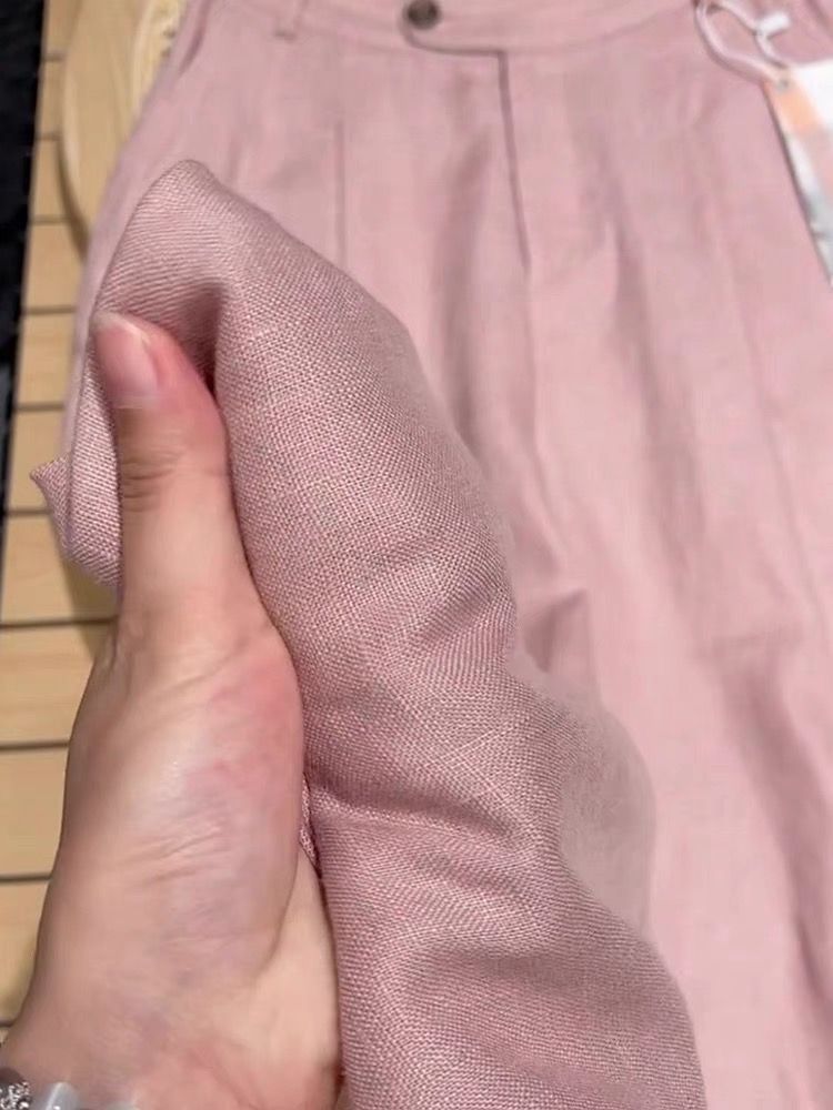 Women's Clothing Linen Wide Leg Pants Petite Cotton And Linen Straight Leg Drape Pants_voghion.com