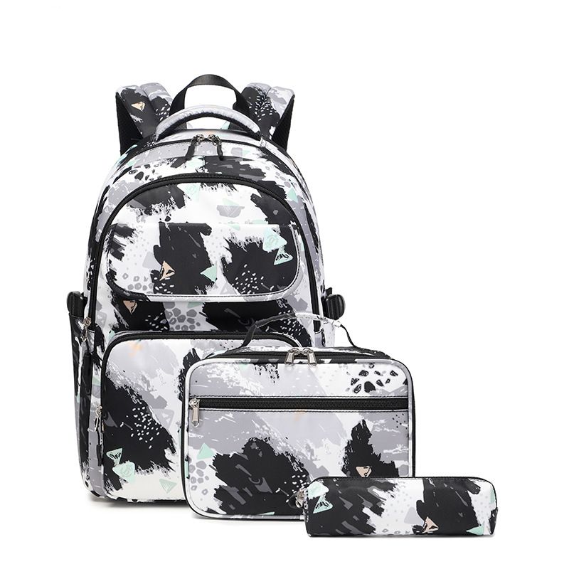 Cross-border New Three-piece Backpack Girl Contrasting Color Printing Primary School Bag Lightweight Waterproof Backpack_voghion.com