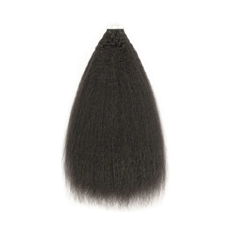 Extensions de cheveux crépus raides à bande adhésive 100 % cheveux humains Remy adhésifs naturels noirs brésiliens_voghion.com