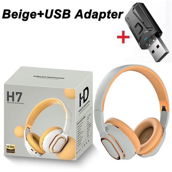 H7 TV Bluetooth-Kopfhörer Drahtloser Kopfhörer Mit Mikrofon USB-Adapter Headset Geräuschunterdrückung Stereo Faltbarer Bass Für TV_voghion.com