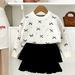 Gonna a fiocco per bambine, versione coreana, elegante, in maglia, coordinata, due pezzi, per bambini_voghion.com