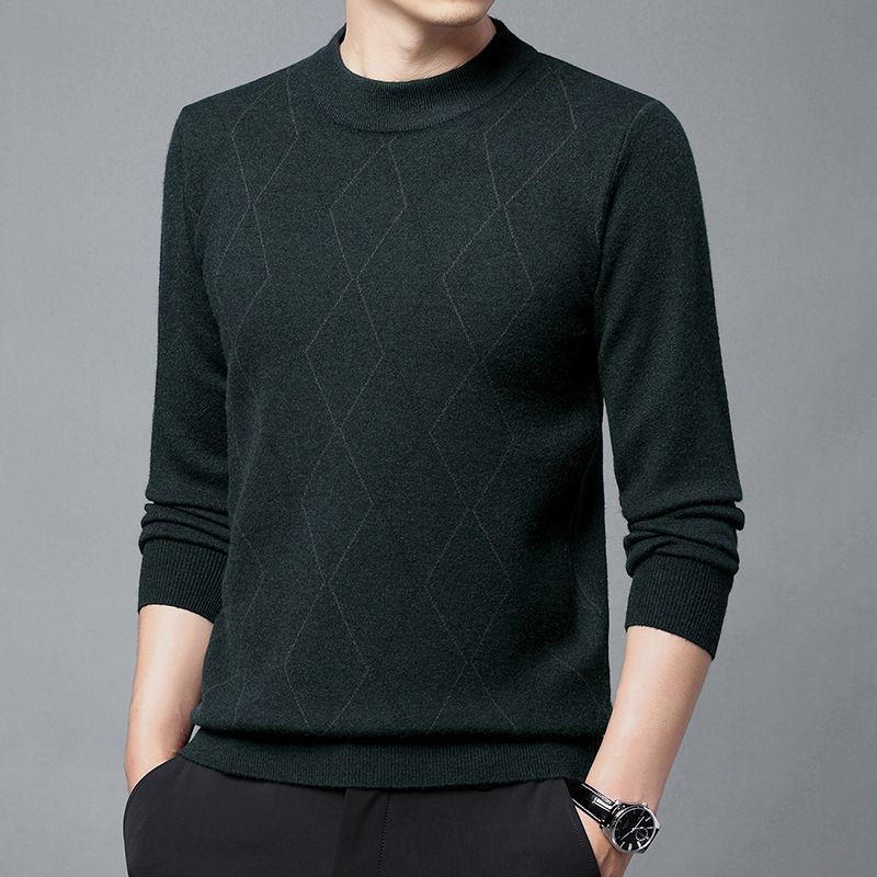 ​Men's Wool Sweater Winter Warm Crewneck Slim Fit Knit Pullover Casual Twist Stitch Design​_voghion.com