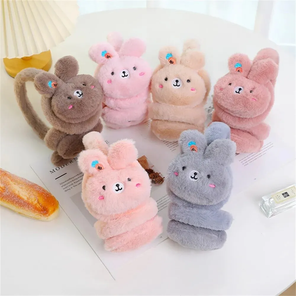 Cartoon Rabbit Winter Warm Earmuffs Children Girls Plush Thick Soft Cover Protection Warmth Ear Muffs for Women Kids_voghion.com