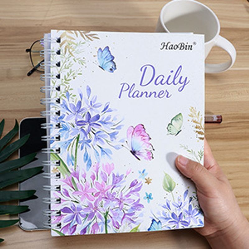 H&B A5 Spiral Notebook - 80 Sheets 100g Paper, Weekly Planner & To-Do List Journal, Blue Cover_voghion.com