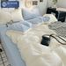 Huan Die Mother And Baby Class A Double Stitching Simple Ultra-Soft Washable Bedding Thickened Student Dormitory 3-Piece_voghion.com