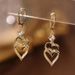 Boucles d'oreilles pour femmes, boucles d'oreilles géométriques creuses à Double cœur, petites et polyvalentes, boucles d'oreilles à la mode et de style occidental, boucles d'oreilles pour grands visages_voghion.com