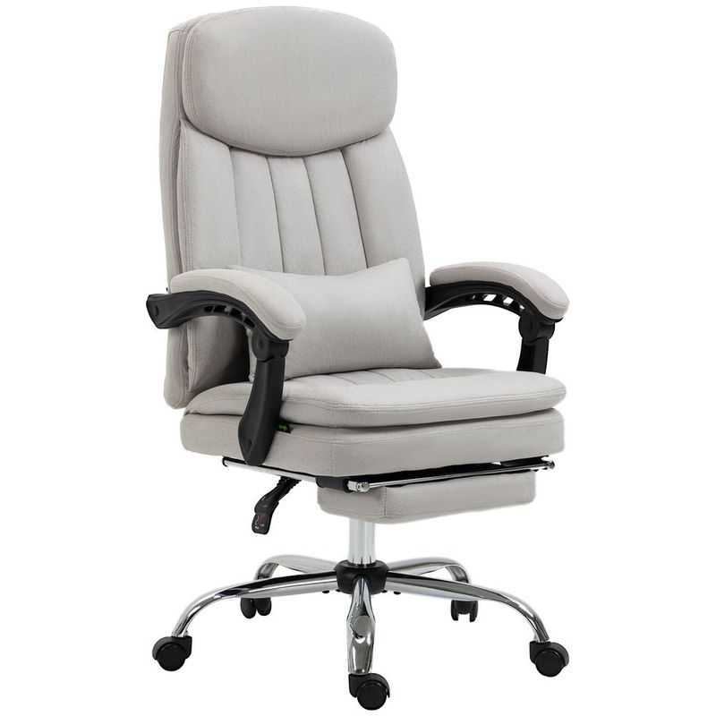 Vinsetto Massage Office Chair Microfiber Vibration Reclining Desk With Footrest Lumbar Support Light Gray_voghion.com