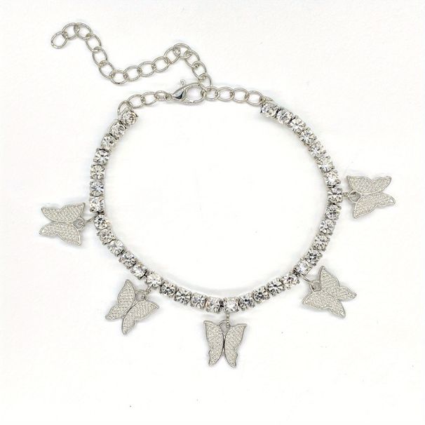 Creative Rhinestone Small Butterfly Fashion Anklet Simple Beach Shimmer Exquisite_voghion.com