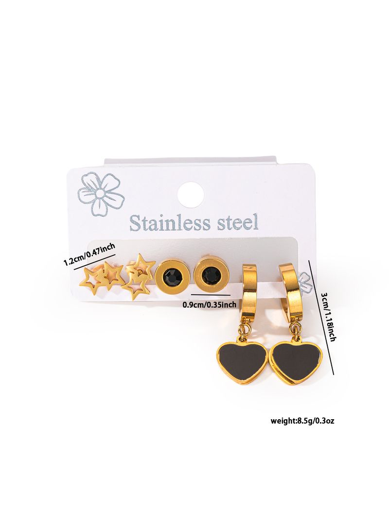 1 set elegante orecchini pendenti a forma di cuore a forma di stella rotonda in acciaio inossidabile 304_voghion.com