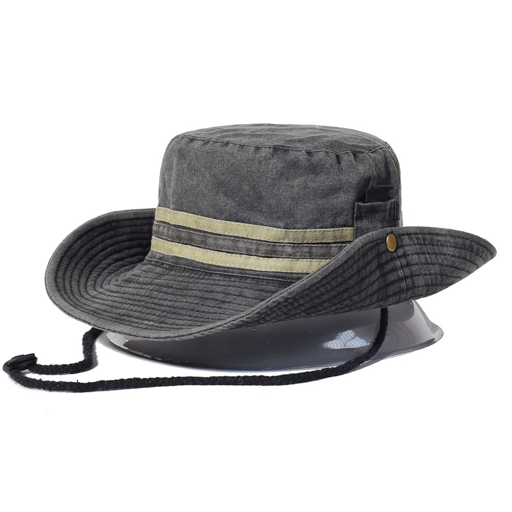 Mode Fiske Vandring Sol Män Kvinnor Boonie Bred Brätte Utomhus Safari Sommarkeps Bomulls Bucket Hat_voghion.com