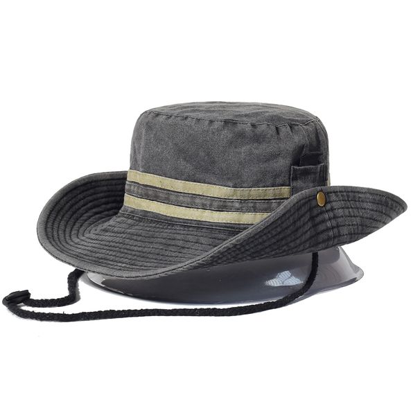 Mode Fiske Vandring Sol Män Kvinnor Boonie Bred Brätte Utomhus Safari Sommarkeps Bomulls Bucket Hat_voghion.com