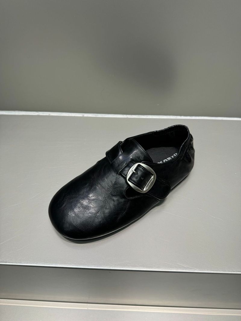 Pantofi sport damă din piele moale și încrețită, cu gura mică, cu vârf rotund, stil francez nou de primăvară și toamnă_voghion.com