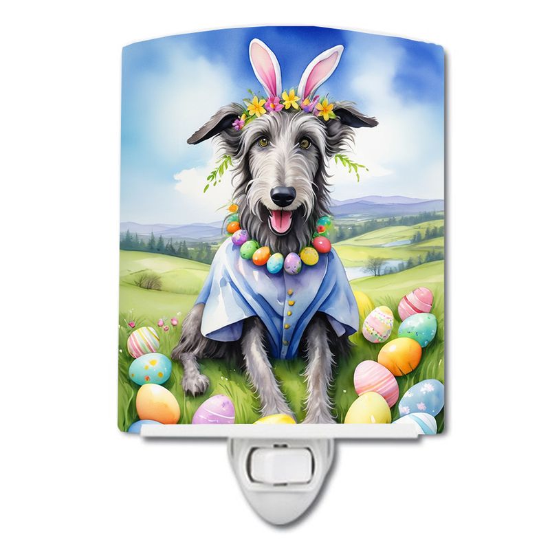 NEW Scottish Deerhound Easter Egg Hunt Ceramic Night Light Compact, UL-Certified, Ideal for Bedroom, Bathroom, Nursery, Hallway, Kitchen, 6x4x3, Multi_voghion.com