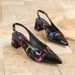 Pointy back strap bag head back empty women's sandals contrast color chunky heels_voghion.com