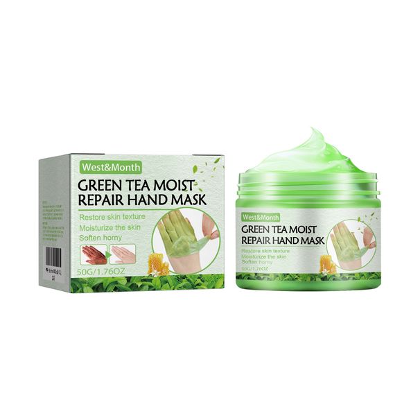 West&Month Green Tea Moist Repair Hand Mask, Moisturizing Tender Skin Removing Dead Skin Preventing Dry Cracking And Firming Care Hand Mask_voghion.com
