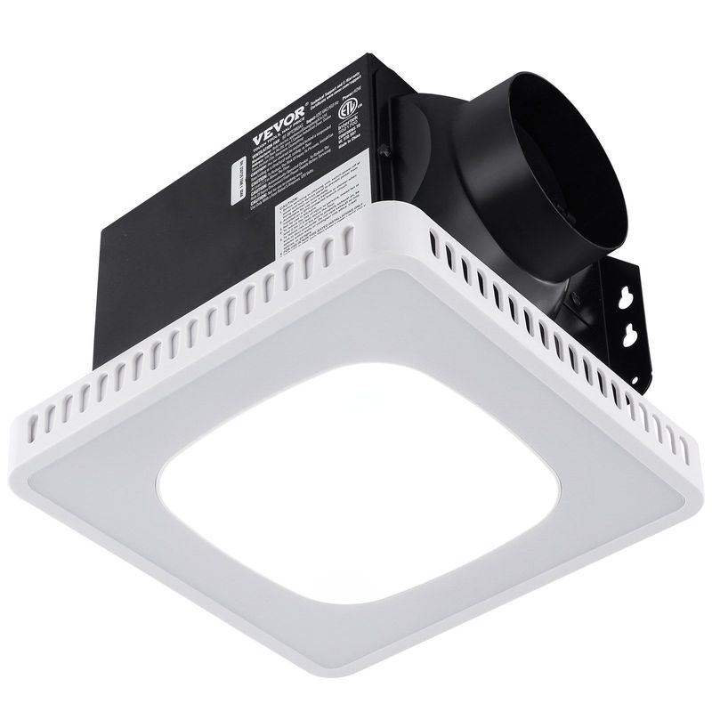 VEVOR Bathroom Exhaust Fan, 8 LED Colors, 110 CFM Efficiency Ventilation, 1.5sones Low Noise All-Copper Motor, Energy-Saving Bathroom Ceiling Fan, Need For Attic Access, For Various Ceilings_voghion.com