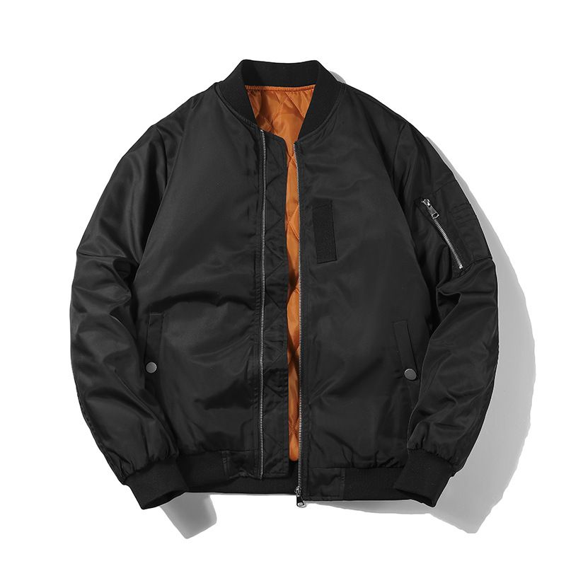 Bomberjacke mit amerikanischer Flagge und Stickerei, lässige Herrenjacke mit Letterman-Kragen und Reißverschluss für den Frühling und Herbst im Freien_voghion.com