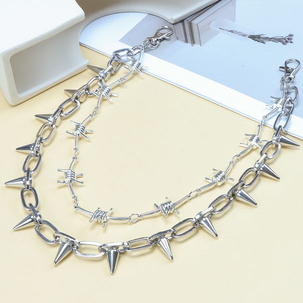 Fashionable And Personalized Punk Style Twisted Rope Rivet Double-layer Metal Pants Chain Men's Daily Casual Street_voghion.com