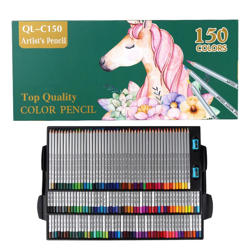 150 Colors Oil-Based Colored Pencils Set, Professional Art Drawing Pencils For Artists, Students & Kids, Soft 3B Core, Vibrant Colors, Wooden Case_voghion.com