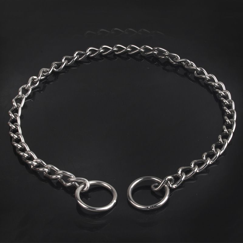 Double Loop Stainless Steel Dog Chain Metal P Chain Collar Stainless Steel P Chain Dog P Chain Dog Collar_voghion.com