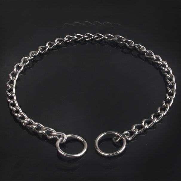 Double Loop Stainless Steel Dog Chain Metal P Chain Collar Stainless Steel P Chain Dog P Chain Dog Collar_voghion.com