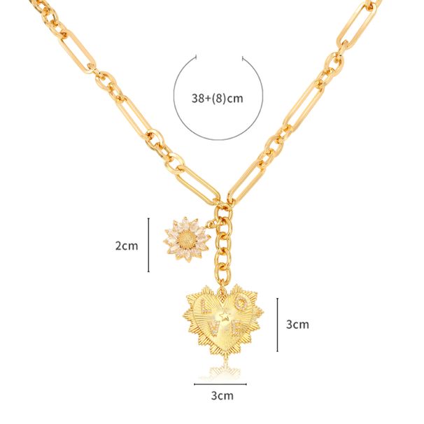 Collana con cuore placcato in rame e intarsi in zircone, design di nicchia, stile hip hop freddo, collana con clavicola per celebrità, donna_voghion.com