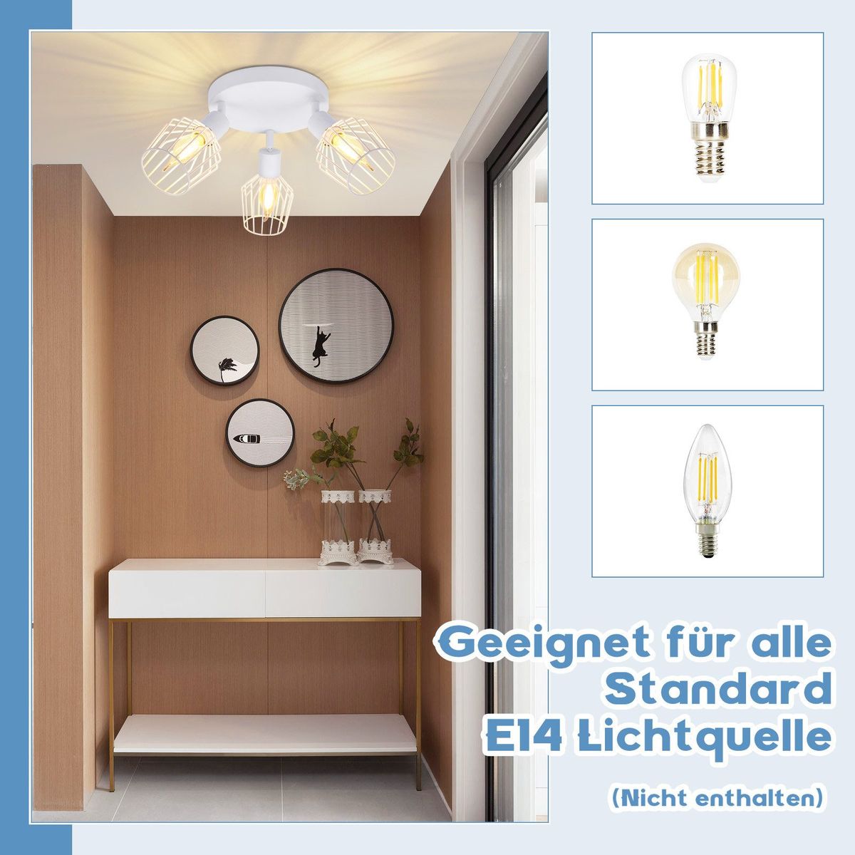 Glitzerlife Deckenspot 3 Flammig LED Deckenstrahler - Runde Deckenleuchte Strahler E14 Vintage Deckenspot Drehbar 350° Wand Lampe Für Badezimmer Flur Korridor_voghion.com