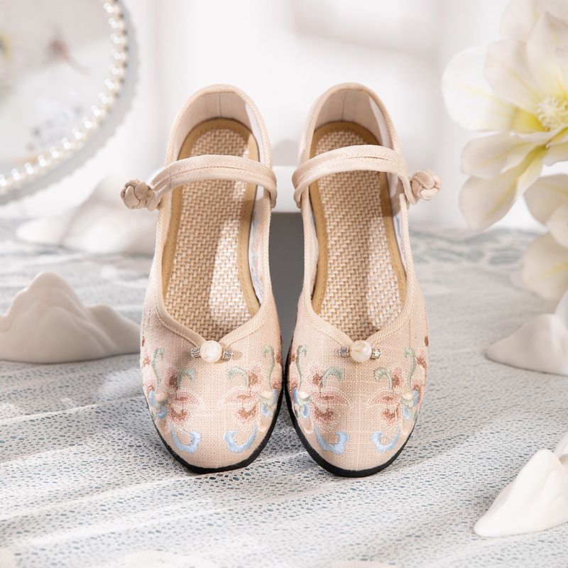 Scarpe da donna, nuove scarpe primaverili, vecchie scarpe in tessuto, comode scarpe da lavoro, scarpe singole, scarpe ricamate in stile etnico_voghion.com