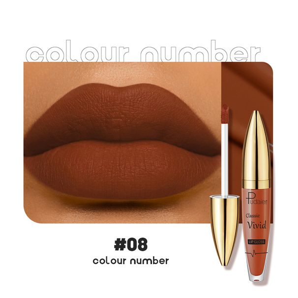 Pudaier – matter, flüssiger, samtiger, nudefarbener Lipgloss-Lippenstift_voghion.com