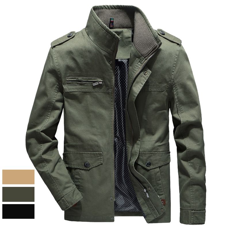 Herren Jugend Stehkragen Mittellange Casual Fashion Herbst und Winter dünne Windjacke_voghion.com