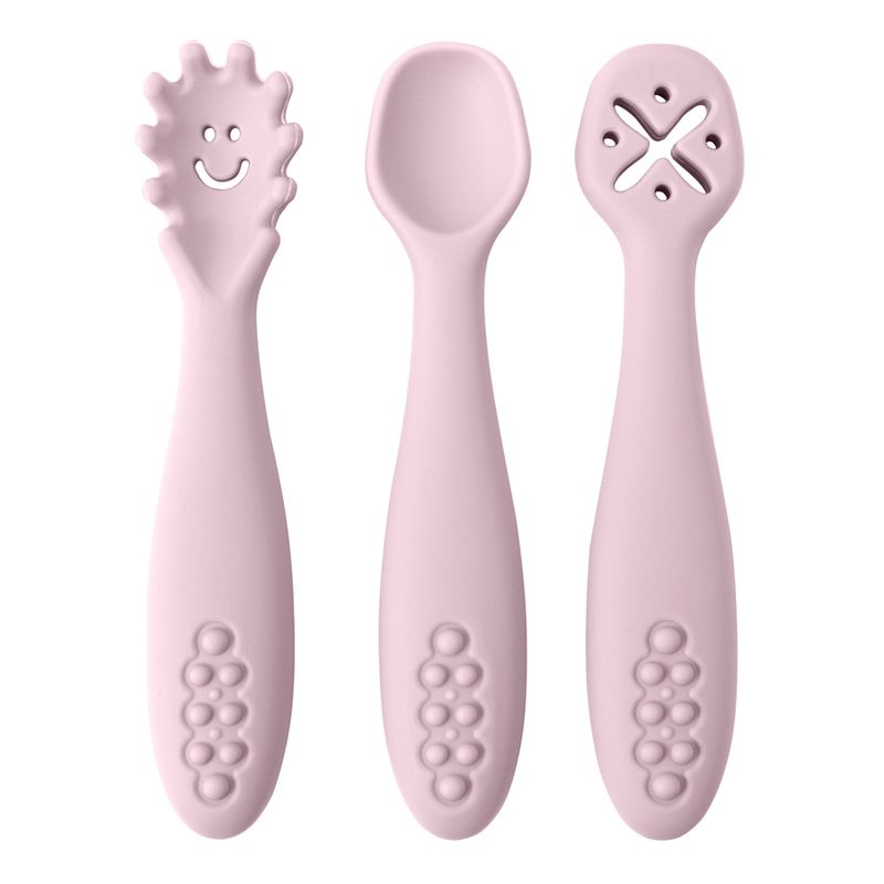 3PCS Siliconen Lepel Vork Voor Baby Keukengerei Set Voeding Voedsel Peuter Leren Eten Training Zachte Vork Bestek Kinder Servies_voghion.com