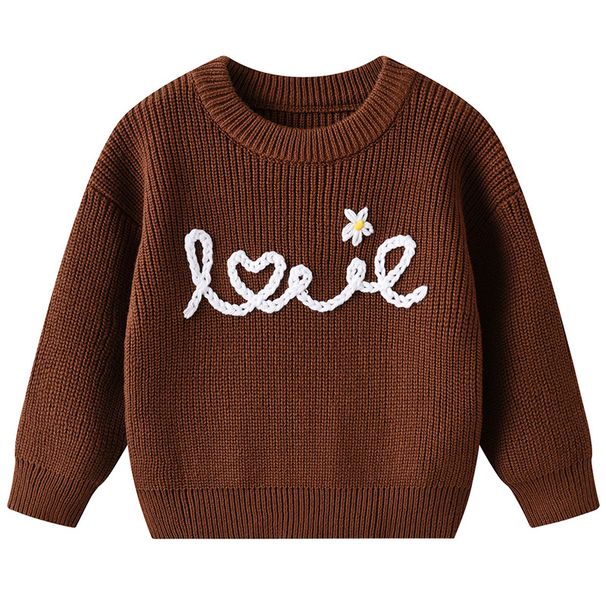 Commercio estero transfrontaliero autunno e inverno ricamato a mano amore neonato base maglione compleanno fai da te cotone bambini lana_voghion.com