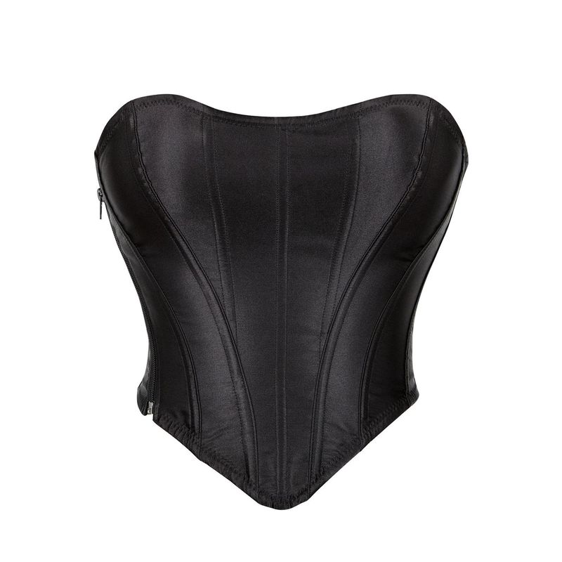 Vintage Corset Top Women's Summer Waist Cincher Lace-Up Bustier Shapewear With Heart-Shaped Waistband & Zipper Closure​_voghion.com