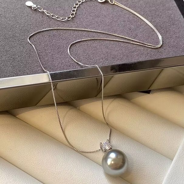 Silbergrauer Shijia-Perlenzirkon für Damen mit High-End-Feeling, leichtem Luxus, Nischen-Schlüsselbeinketten-Temperament, schlicht_voghion.com