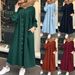Women's clothing Muslim new solid color long sleeved shirt dress casual pocket robe_voghion.com