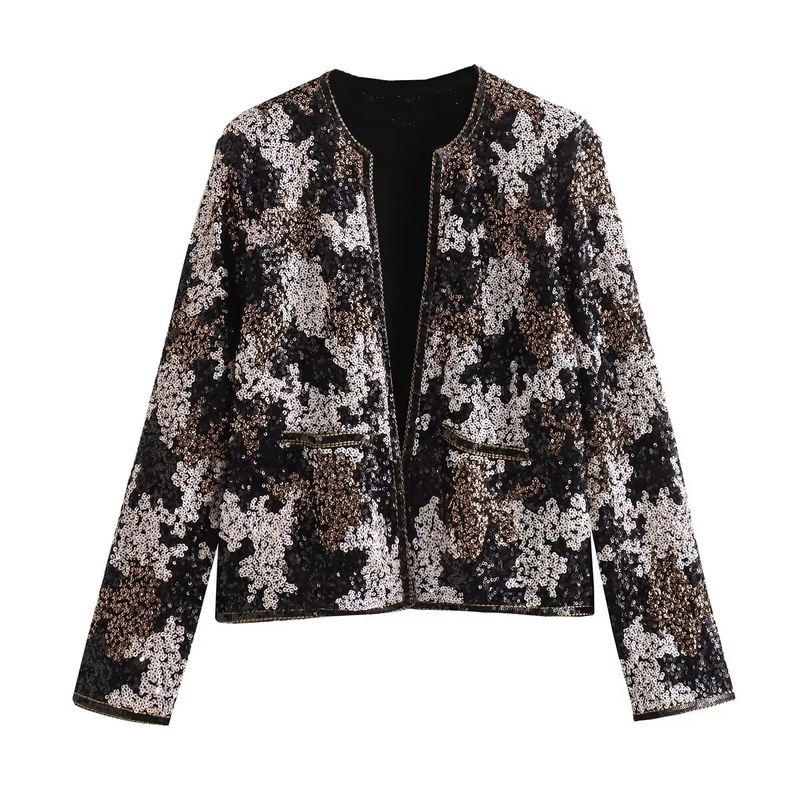 Women's black embroidery simple loose Y2K long sleeve cardigan top coat_voghion.com