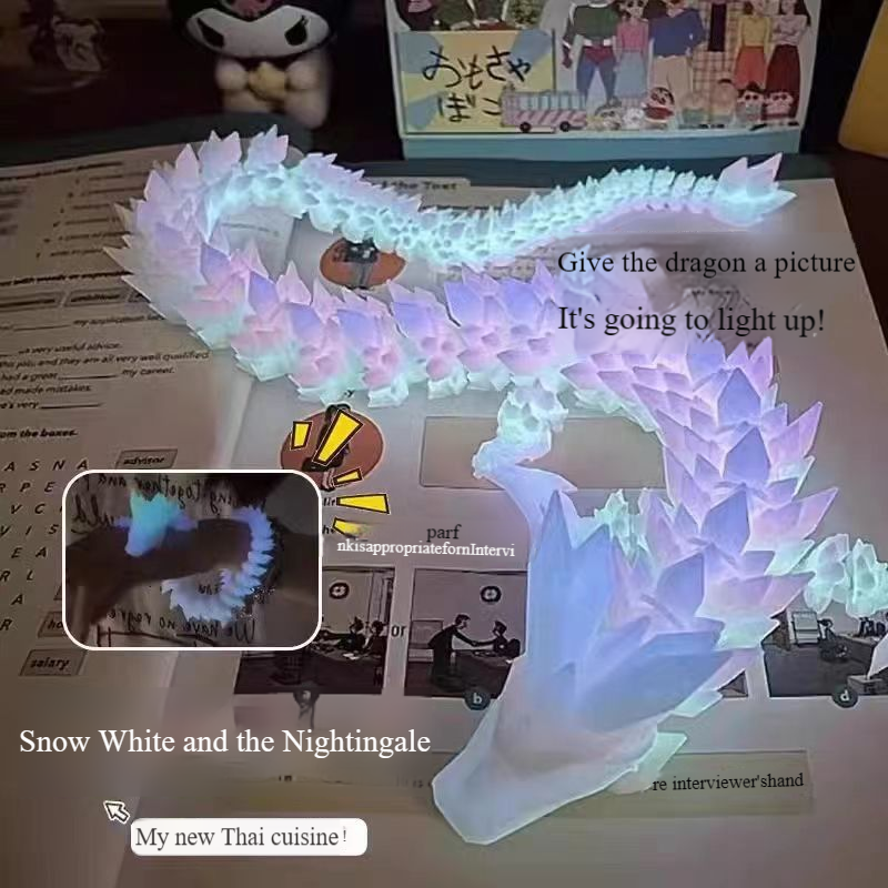 Gedrukte draak, cool handgemaakt 3D-model, 30 cm lichtgevende regenboogdraak, herdenkings- en eenvoudig_voghion.com